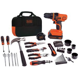 BLACK+DECKER 20V MAX Drill & Home Tool Kit, 68 Piece (LDX120PK),Black/Orange